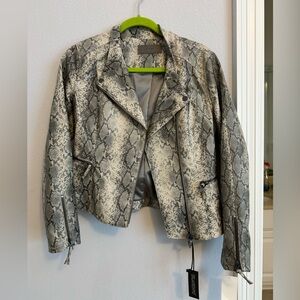 NWT Snakeskin Printed Faux Leather Jacket